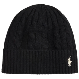 Polo Ralph Lauren Cable-Knit Wool-Cashmere Beanie, Sort